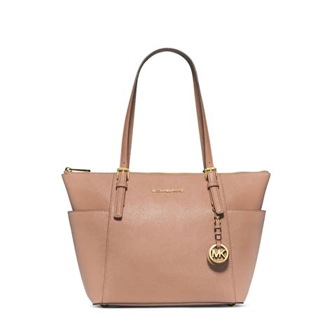 michael kors jet set leather tote pink|Michael Kors designer tote jetset.